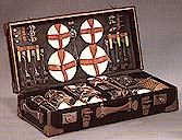 Click for Leathercloth Suitcased Picnic Sets